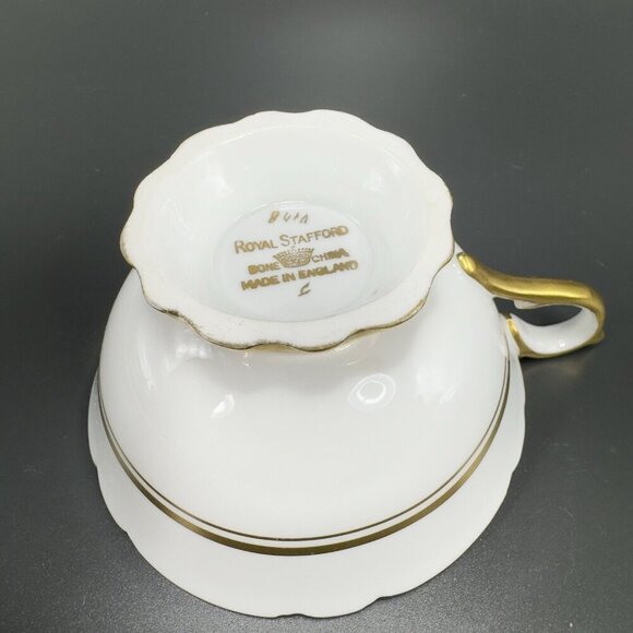Royal Stafford Fine Porcelain China Teacup And Saucer England Heavy Gold Pattern - Picture 16 of 16